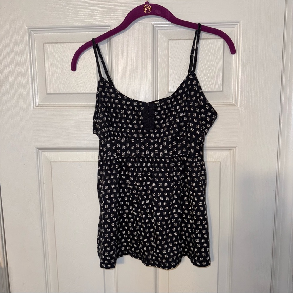 Blue and White Floral Women's Top